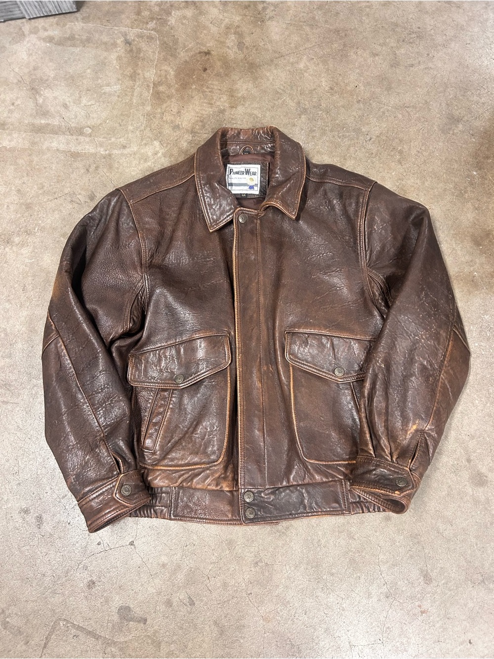 PIONEER Dark Brown Leather Bomber Jacket